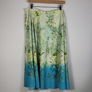 Vintage Womens Floral Midi Skirt Size L Sequin Fairy Cottagecore Boho